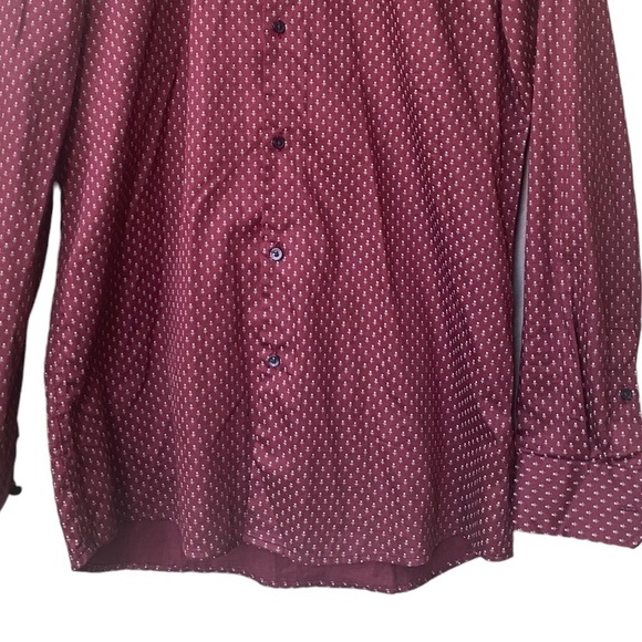 Zara Slim Fit Maroon Red Casual Button Up Down Collared Long Sleeve Shirt - Picture 3 of 8